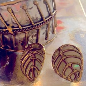 Vintage set bracelet cuff and earrings